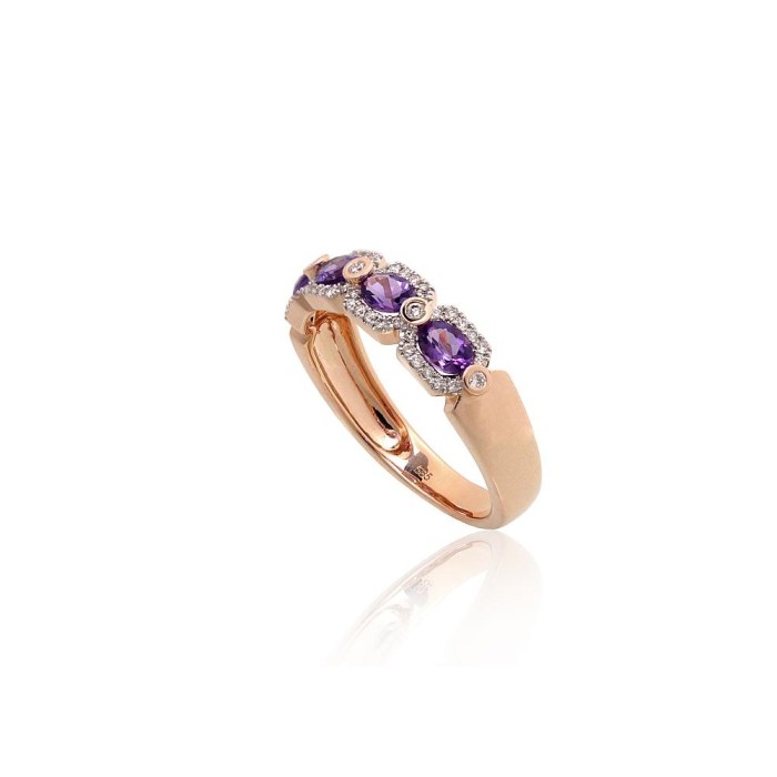 Gold Diamond and Amethyst Ring “Star Crown”