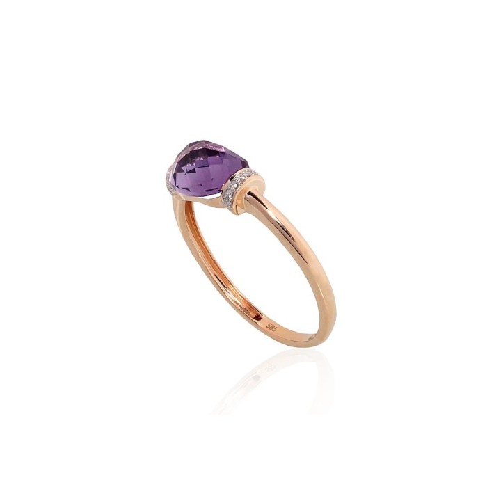 Gold Diamond and Amethyst Ring “Whisper of Stars”