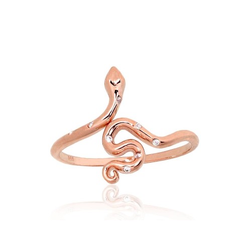 Gold Cubic Zirconia Ring “Tempting Serpent”