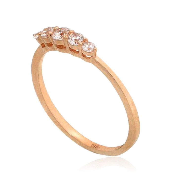 14K Red Gold Cubic Zirconia Ring “Celestial Trail”