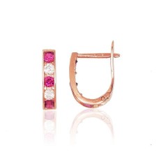 14K Red Gold Cubic Zirconia Earrings “Confetti XXXVI”