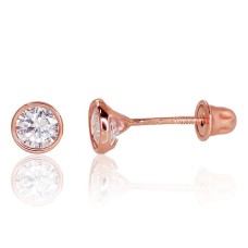 14K Red Gold Cubic Zirconia Stud Earrings “Spark II”