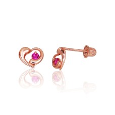 14K Red Gold Cubic Zirconia Stud Earrings “Aramis III”