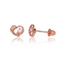14K Red Gold Cubic Zirconia Stud Earrings “Aramis”