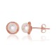 14K Red Gold Pearl Stud Earrings “Galos X”