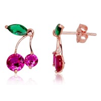 14K Red Gold Cubic Zirconia Stud Earrings “Cherry”