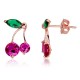 14K Red Gold Cubic Zirconia Stud Earrings “Cherry”