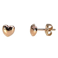 14K Red Gold Stud Earrings “Two Hearts”