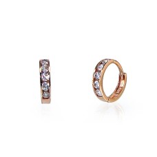 14K Red Gold Cubic Zirconia Hoop Earrings “Confetti III”