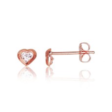 14K Red Gold Cubic Zirconia Stud Earrings “Amor III”