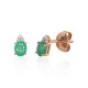 14K Red Gold Diamond and Emerald Stud Earrings “Notika III”