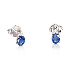 14K White Gold Diamond and Sapphire Stud Earrings “Notika II”