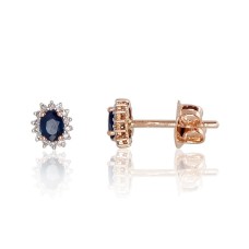 14K Red Gold Diamond and Sapphire Stud Earrings “Ferro”