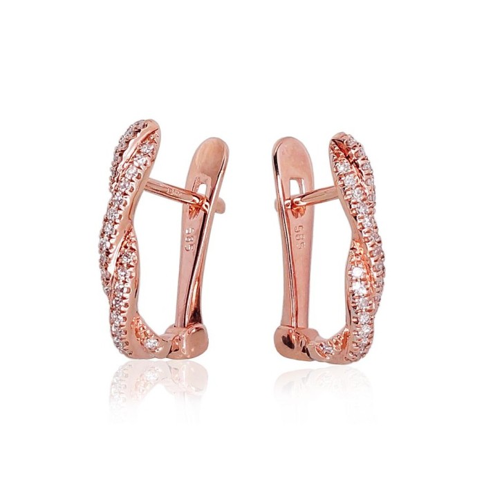 14K Red Gold Diamond Earrings “Roxana III”