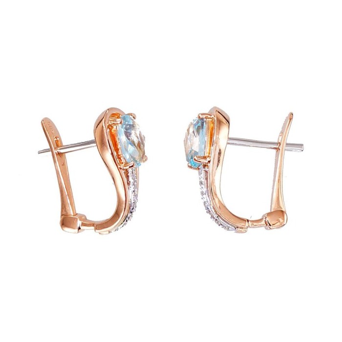 14K Red Gold Diamond and Topaz Earrings “Grace II”