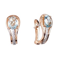 14K Red Gold Diamond and Topaz Earrings “Grace II”