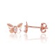 14K Red Gold Cubic Zirconia Stud Earrings “Golden Butterfly VII”