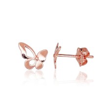 14K Red Gold Stud Earrings “Golden Butterfly IV”