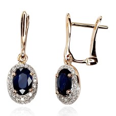 14K Red Gold Diamond and Sapphire Earrings “Little Sun II”
