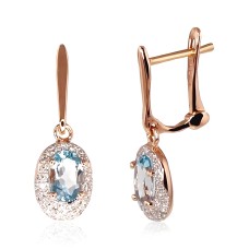 14K Red Gold Diamond and Topaz Earrings “Little Sun”