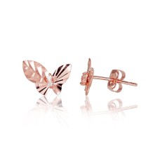 14K Red Gold Cubic Zirconia Stud Earrings “Golden Butterfly VI”