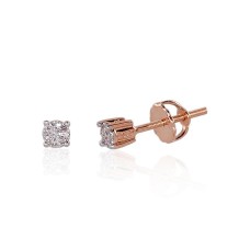 14K Red Gold Diamond Stud Earrings “Classic”