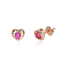 14K Red Gold Cubic Zirconia Stud Earrings “Amor”