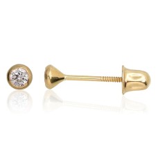 14K Yellow Gold Cubic Zirconia Stud Earrings “Spark”