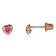 14K Red Gold Cubic Zirconia Stud Earrings “Amour XIV”
