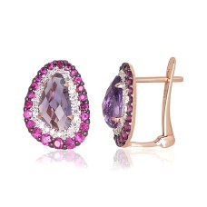 Gold Diamond, Ruby and Amethyst Earrings “Charlotte III”