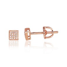 14K Red Gold Diamond Stud Earrings “Erica II”