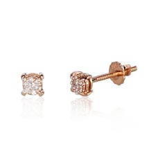 14K Red Gold Diamond Stud Earrings “Bridget IV”