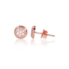 14K Red Gold Cubic Zirconia Stud Earrings “Indira”