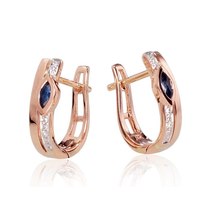 14K Red Gold Diamond and Sapphire Earrings “Heavenly Gift”