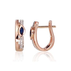14K Red Gold Diamond and Sapphire Earrings “Heavenly Gift”