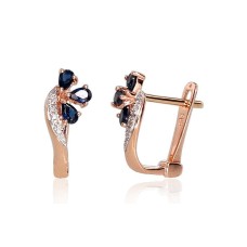 Gold Diamond and Sapphire Earrings “Imperial Crown III”