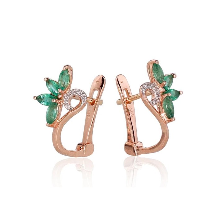 Gold Diamond and Emerald Earrings “Crystallite VI”
