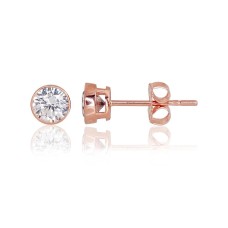 14K Red Gold Cubic Zirconia Stud Earrings “New Classic VIII”