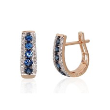 14K Red Gold Diamond and Sapphire Earrings “Camellia IX”