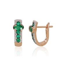Gold Diamond and Emerald Earrings “Eternity”