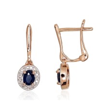 14K Red Gold Diamond and Sapphire Earrings “Sofia VI”