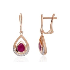 14K Red Gold Diamond and Ruby Earrings “Royal IV”