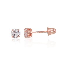 14K Red Gold Cubic Zirconia Stud Earrings “New Classic IX”