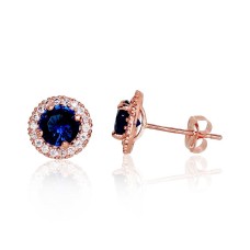 14K Red Gold Cubic Zirconia Stud Earrings “Hearts and Arrows III”