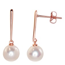 14K Red Gold Pearl Stud Earrings “Soul's Mirror”