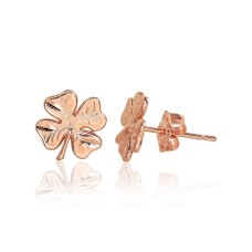 14K Red Gold Stud Earrings “Clover II”