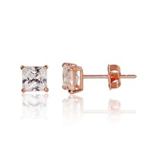14K Red Gold Cubic Zirconia Stud Earrings “New Classic XIV”