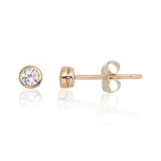 14K Yellow Gold Cubic Zirconia Stud Earrings “Juno Gold”