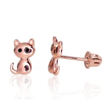 14K Red Gold Cubic Zirconia Stud Earrings “Kitty VI”