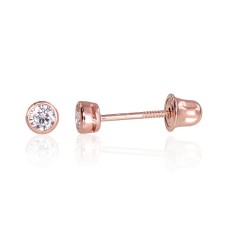 14K Red Gold Cubic Zirconia Stud Earrings “New Classic VI”